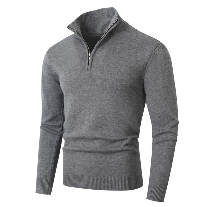 Herren Pullover mit modernem halben Reißverschluss und feiner Rippenstruktur R&B