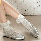 Damen Retro Ballerinas mit eleganten Schnallen und schimmerndem Obermaterial R&B