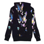 Damen Kuscheljacke mit Kapuze und buntem Schmetterlingsdesign R&B