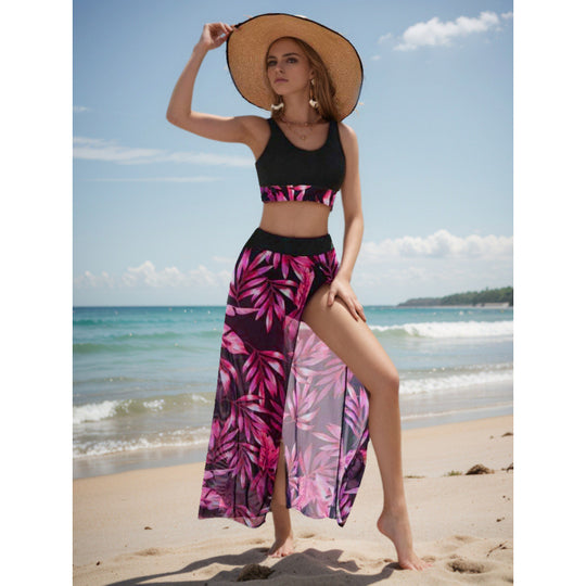 Damen Strandkleid mit modischem Hochschnitt und funktionalem Wickel-Design R&B