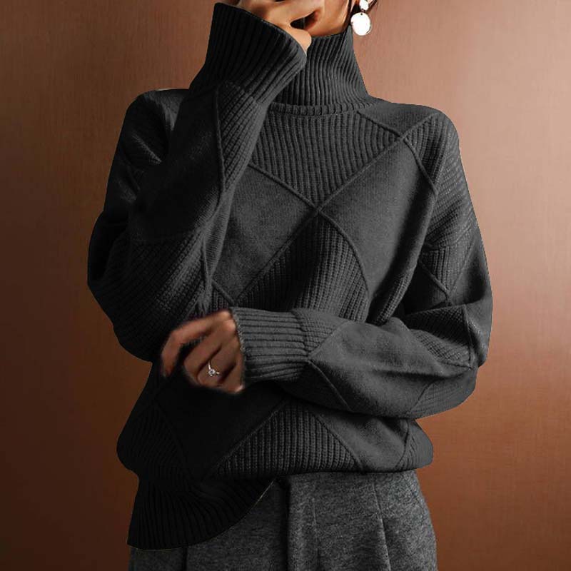 R&B | Sweater - Damen Winter Hoher Hals Strickpullover