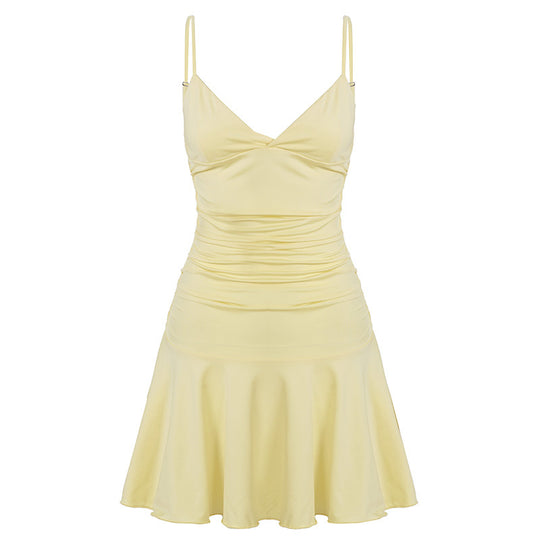 Damen luftiges Sommerkleid mit raffinierten Rüschen und verstellbaren Spaghettiträgern R&B