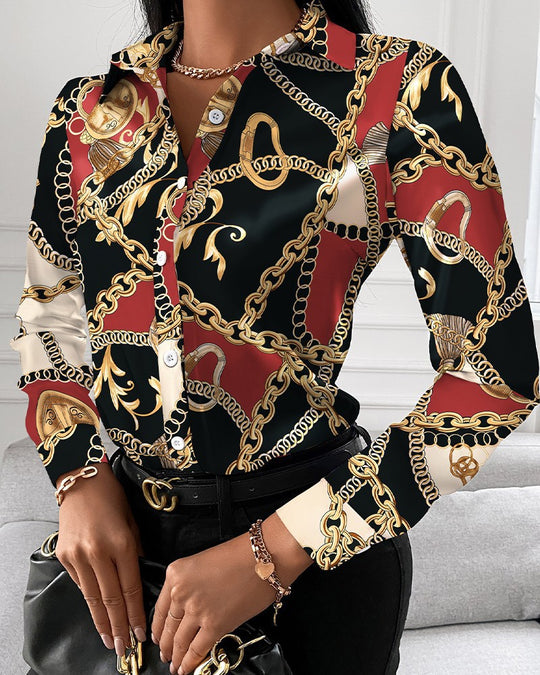 Damen Bluse mit elegantem Kettenmuster R&B