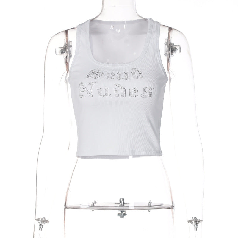 Damen Crop-Top mit funkelndem Schriftzug R&B