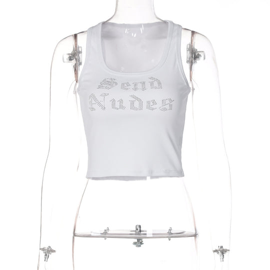 Damen Crop-Top mit funkelndem Schriftzug R&B