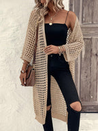 Damen Luftige Häkeljacke mit offenem Design und weiten Ärmeln R&B