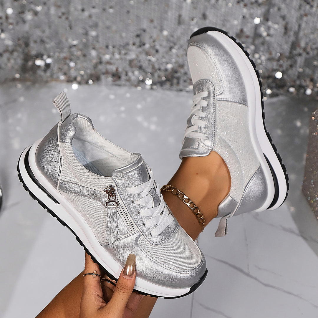 Damen sportliche Sneakers mit praktischem Reißverschluss R&B