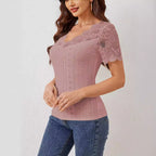 Damen Spitzen Bluse mit romantischen Details R&B