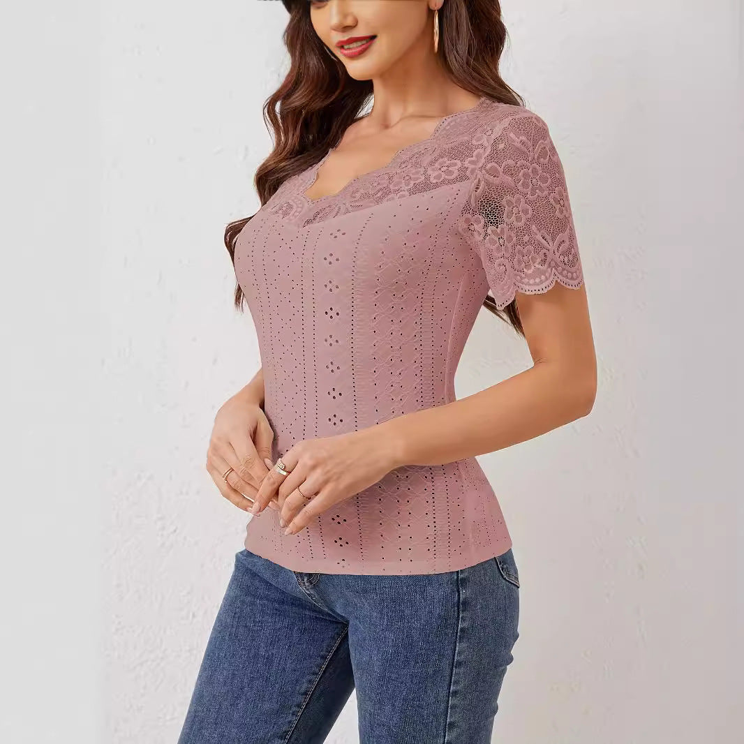 Damen Spitzen Bluse mit romantischen Details R&B