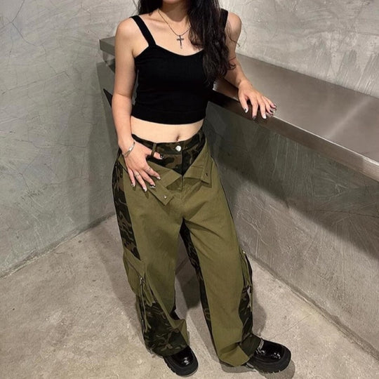 Herren Cargohose mit seitlichen Reißverschlüssen und modischem Camouflage-Design R&B