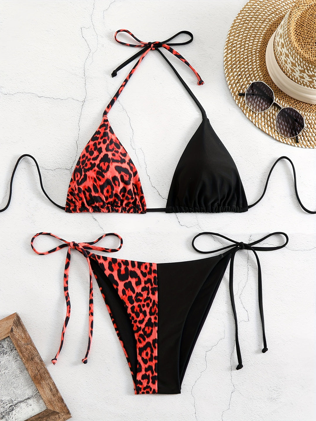 Damen Dreieck-Bikini mit raffiniertem Tiermuster R&B