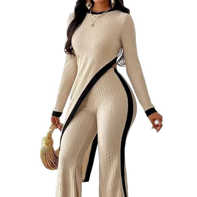 Damen Moderner Jumpsuit mit seitlichem Schlitz und kontrastierenden Akzenten R&B