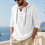 Herren lässiges Kapuzenshirt aus weichem Baumwollmix mit Knopfleiste und praktischen Taschen R&B
