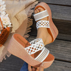 Damen Wedge-Sandalen mit geflochtenem Riemen und rutschfester Sohle