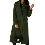 Damen Eleganter Doppelt-gesetzter Wollmantel mit Taschen R&B