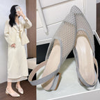 Damen Slingback Ballerinas mit Netzdesign und elegantem Blockabsatz R&B