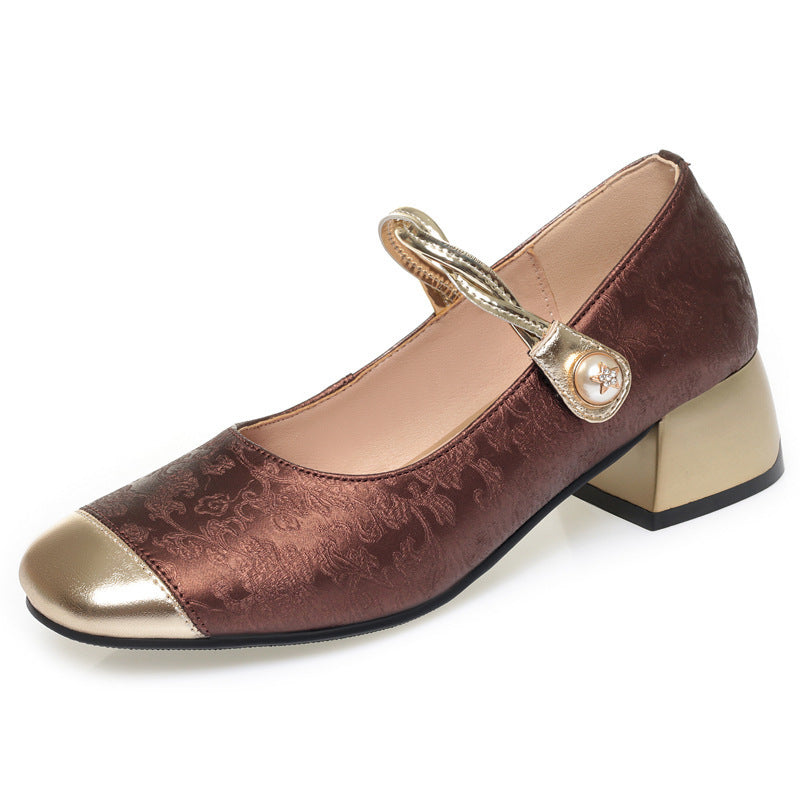 Damen Elegante Mary Jane Ballerinas mit modischem Riemchen und Blockabsatz R&B