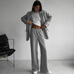 Damen elegantes lässiges Zweiteiliges Set mit oversized Blazer und weit geschnittenen Hosen