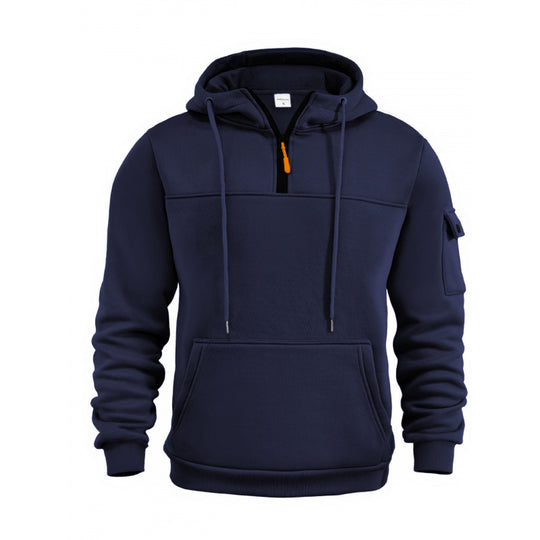 Herren Funktionaler Kapuzenpullover mit Halbreißverschluss und Seitentaschen R&B