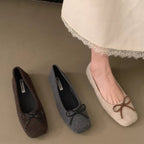 Damen filigrane Ballerinas aus weichem Filz mit dekorativem Schleifenakzent R&B