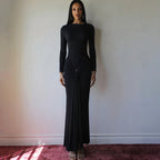 Damen Elegantes Maxikleid mit Drapierungsdetails und langem Arm