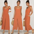 Damen Lässiger Jumpsuit mit verstellbaren Trägern und weitem Bein R&B