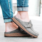 Damen Komfortable Clogs mit anatomischem Fußbett und modischem Schnallen-Design R&B