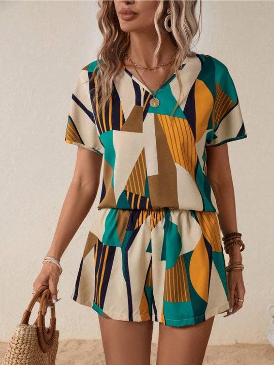 Damen Zweiteiliges Outfit mit floralem Druck und lässigem Schnitt R&B