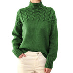 Damen nan Strickpullover mit Zopfstruktur und hohem Rollkragen R&B
