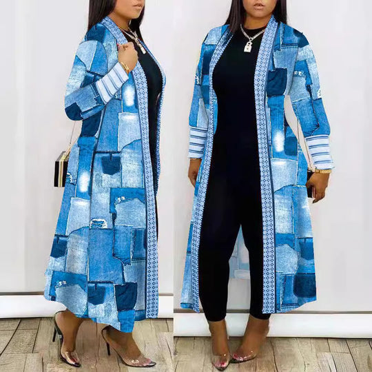 Damen modische lange Jacke R&B