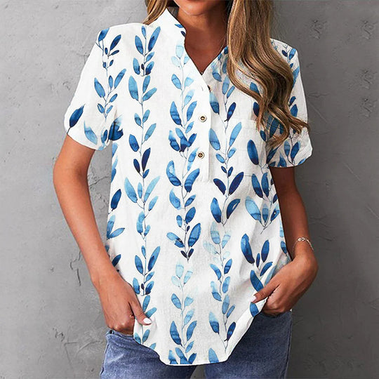 Damen Halbarmbluse mit floralem Stickdesign R&B
