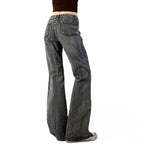 Damen Flared Jeans mit floralem Stickdesign R&B