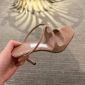 Damen elegante High Heel Sandalen mit transparentem Riemendesign R&B