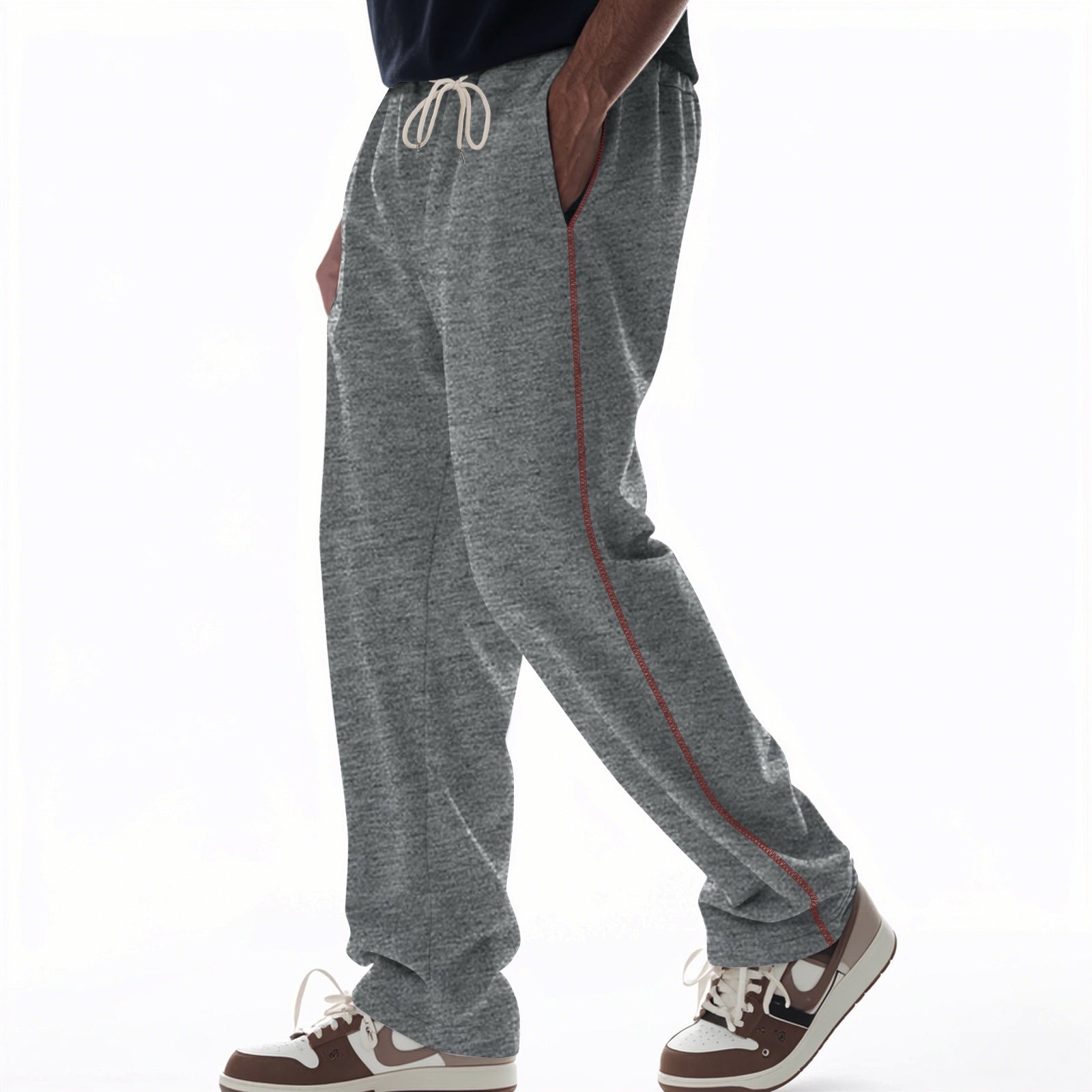 Herren bequeme Jogginghose mit Reißverschluss und seitlichen Taschen R&B