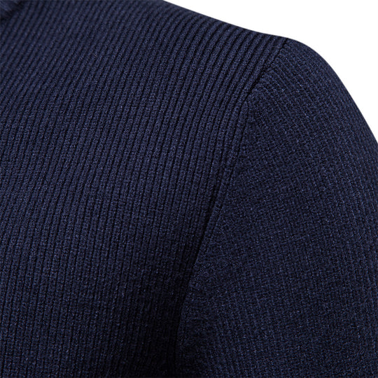 Herren Strickjacke mit modischem Stehkragen und Reißverschluss R&B