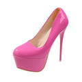 Damen Plateau-Pumps mit glänzendem Obermaterial und hohem Stiletto-Absatz R&B