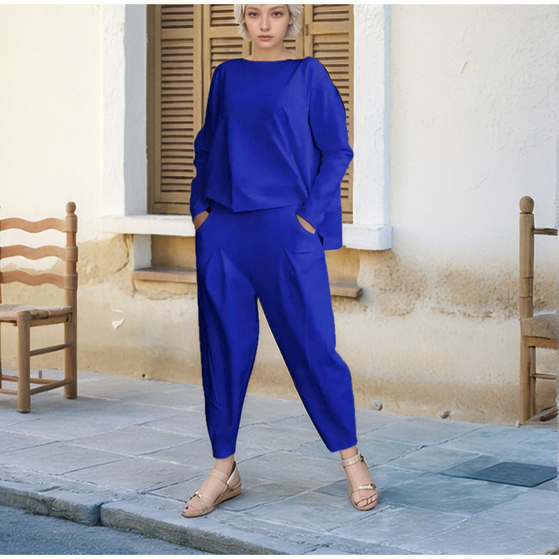 Damen Sportliches Sweat-Outfit mit elastischem Bund und geräumigen Taschen R&B