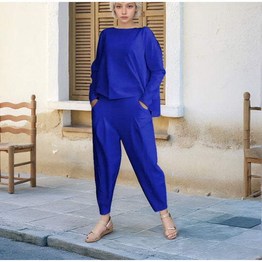 Damen Sportliches Sweat-Outfit mit elastischem Bund und geräumigen Taschen R&B