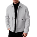 Herren nan kurze Woll-Feldjacke mit Hemdkragen aufgesetzten Pattentaschen und klarer Silhouette R&B