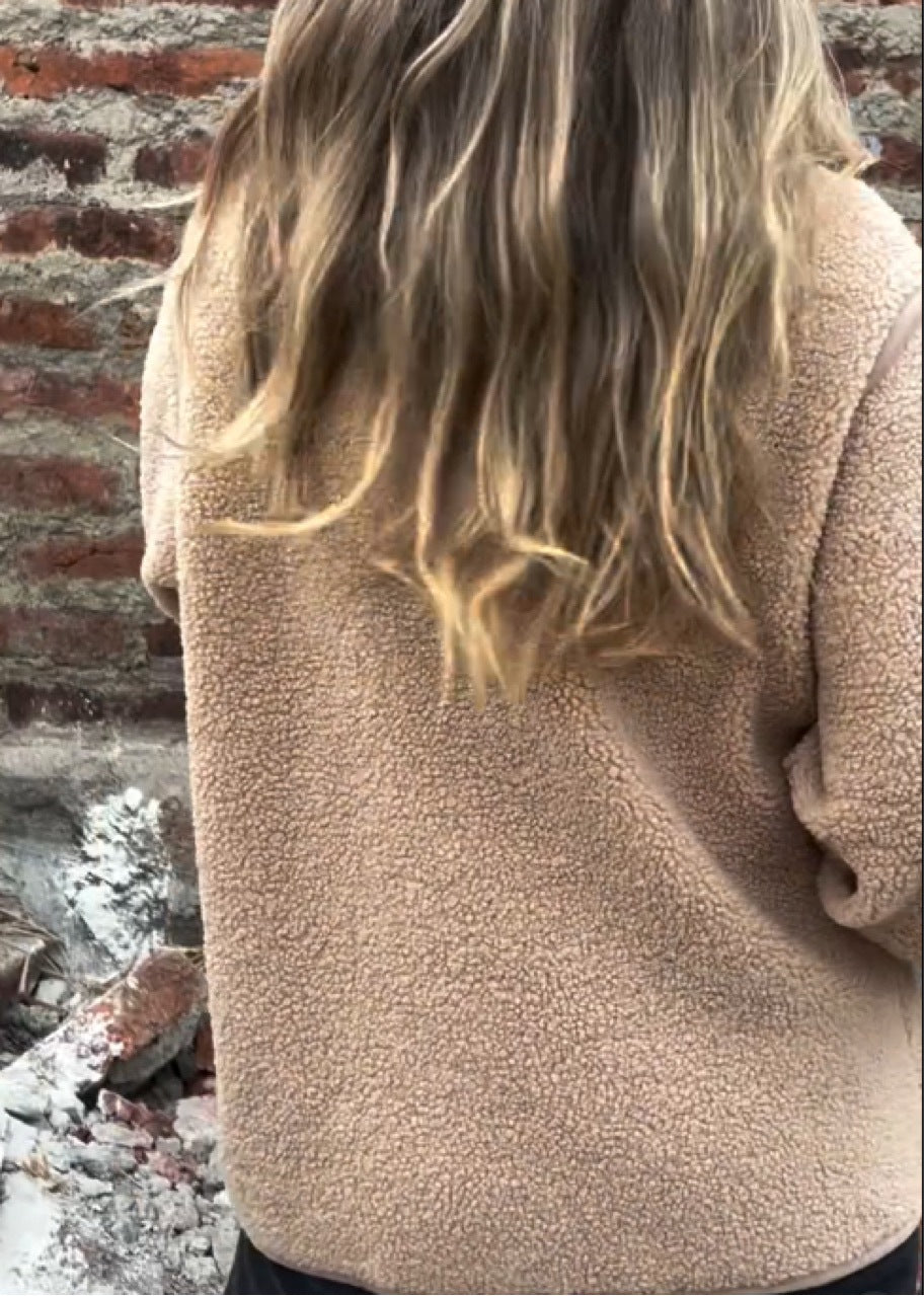 R&B | Unregelmäßige Knopfhals Hohe Kragen Fleecejacke