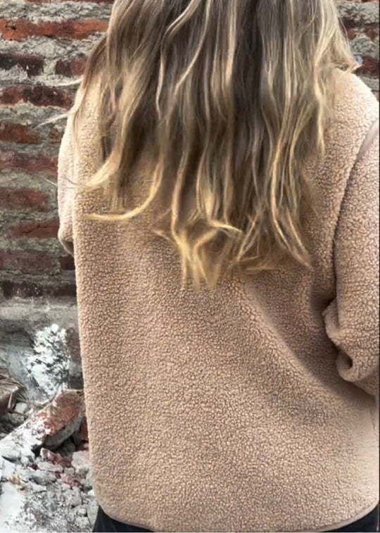 R&B | Unregelmäßige Knopfhals Hohe Kragen Fleecejacke