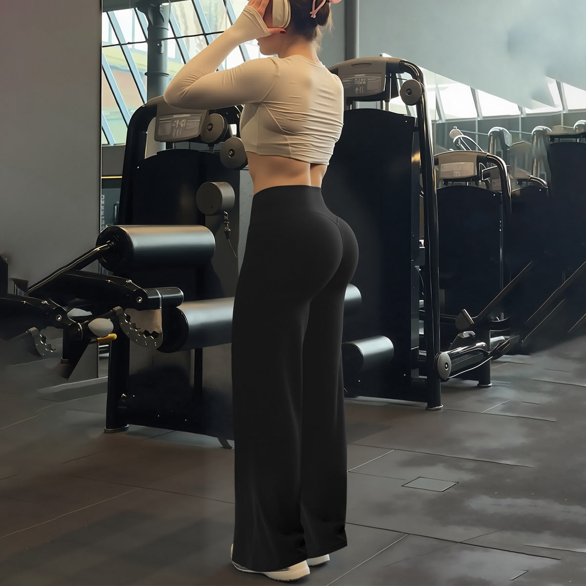 Damen Sportleggings mit hohem Bund und atmungsaktivem Material R&B