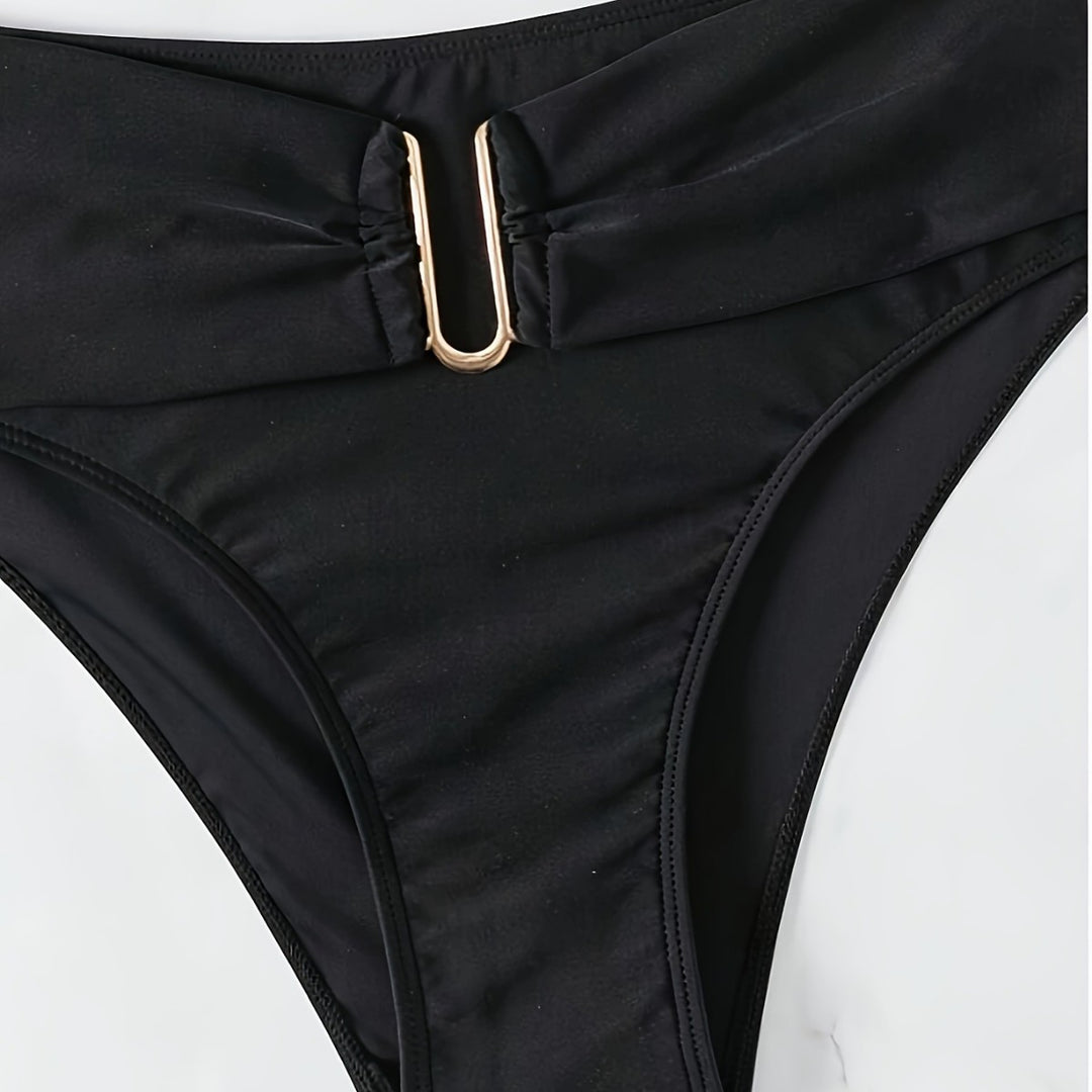 Damen Bikini-Set mit hoch taillierter Hose und dekorativem Schnürverschluss R&B