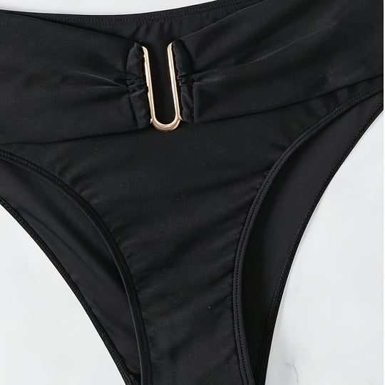 Damen Bikini-Set mit hoch taillierter Hose und dekorativem Schnürverschluss R&B