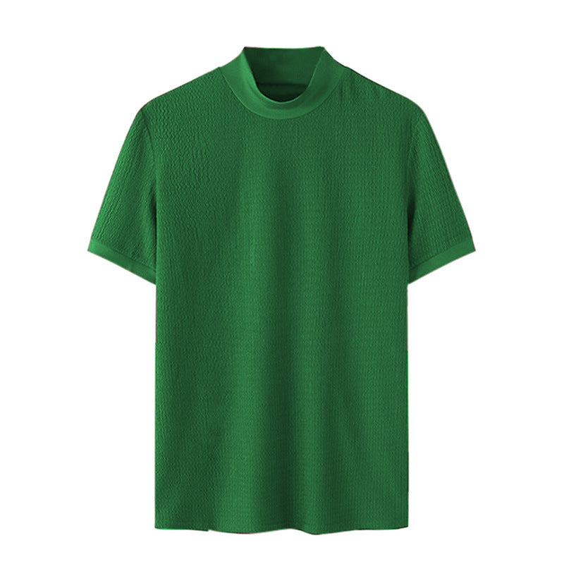 Herren nan Kurzarm Feinstrickshirt mit Stehkragen R&B