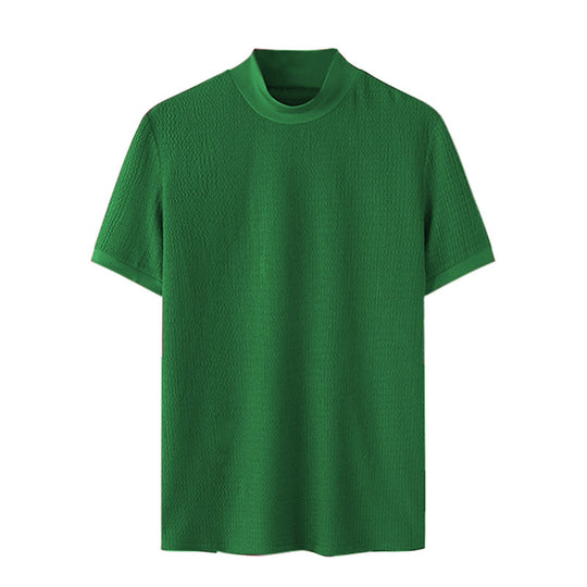 Herren nan Kurzarm Feinstrickshirt mit Stehkragen R&B