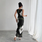 Damen Maxikleid mit floralem Druck und figurbetonter Silhouette R&B