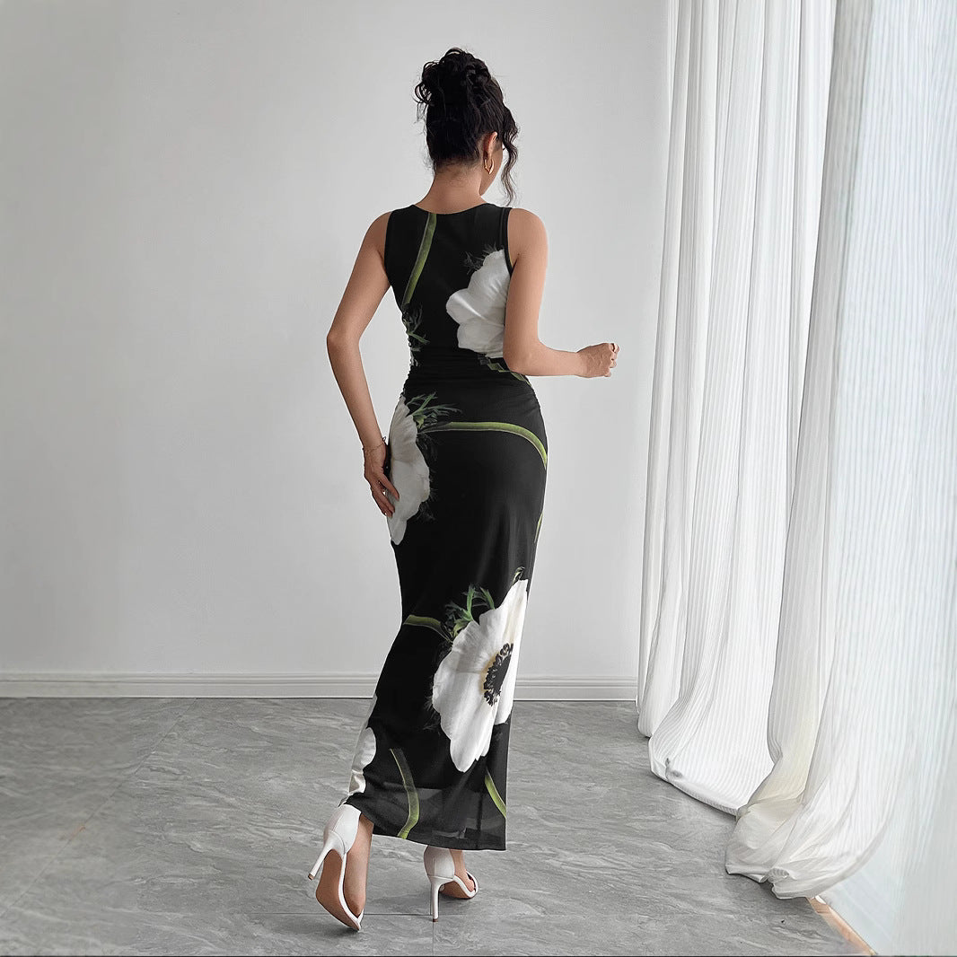 Damen Maxikleid mit floralem Druck und figurbetonter Silhouette R&B