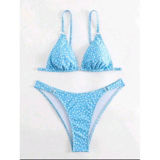 Damen Triangel-Bikini mit verspieltem Muster R&B