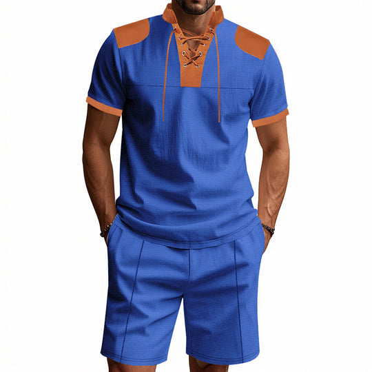 Herren lässiges Sport-Set mit dezenten Kontrastdetails und funktionalem Kragen R&B